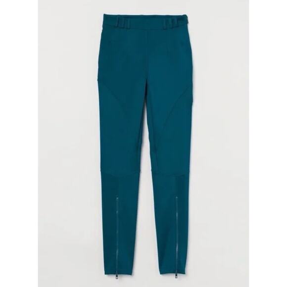 H&M Studio S/S 2020 Teal Blue Side Zip Leg Zip High Waisted Women's Pants Size 4 - Picture 1 of 8